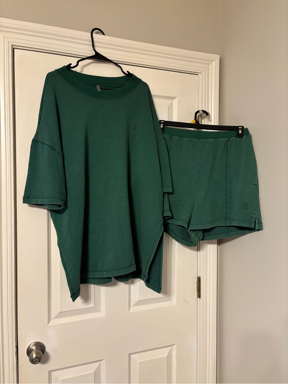 Free People Forest Green Oversized Back Me Up matching set Size L
